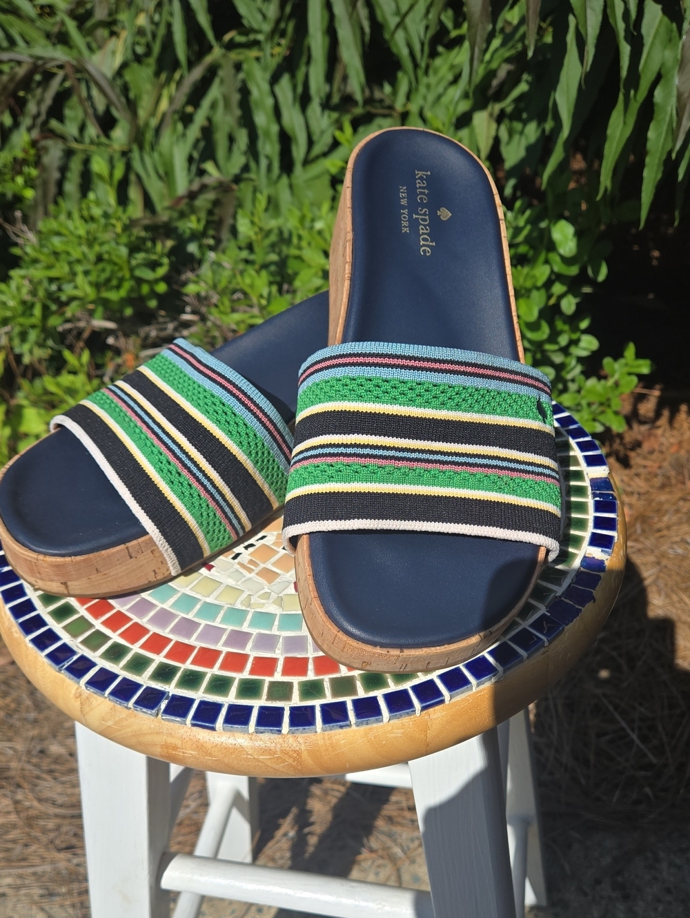 Kate Spade Breeze Striped Wedge Slide Sandals